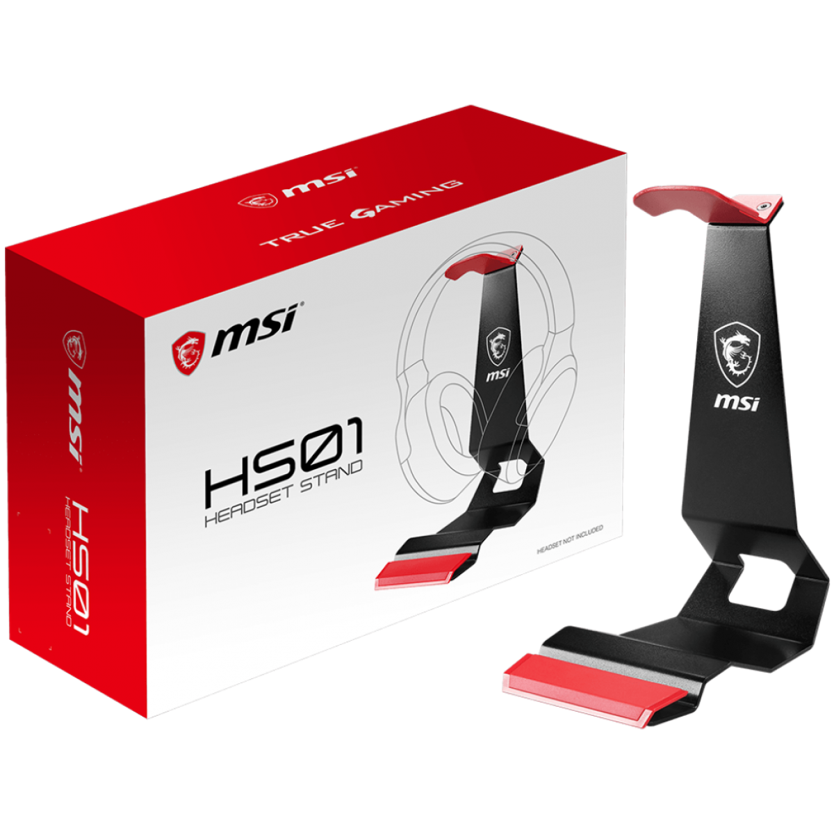 MSI HS01 Black With Red, Solid Metal Design, Gaming Headset Stand MSI HS01 Black With Red, Solid Metal Design, Gaming Headset Stand